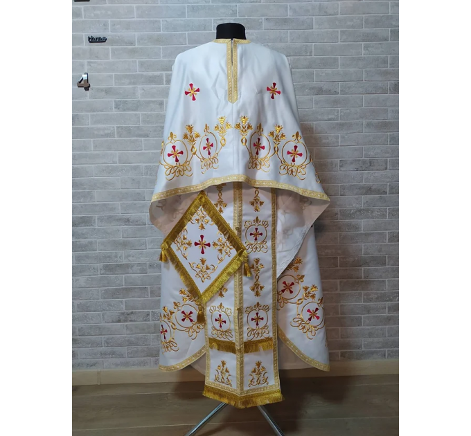 Embroidered Priest robe - Orthodox greek style vestment - Church attire toggery