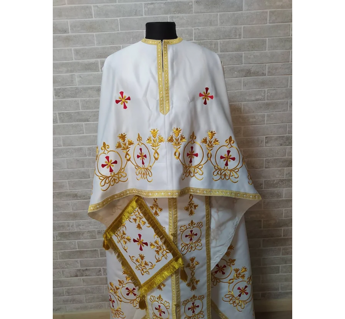 Embroidered Priest robe - Orthodox greek style vestment - Church attire toggery