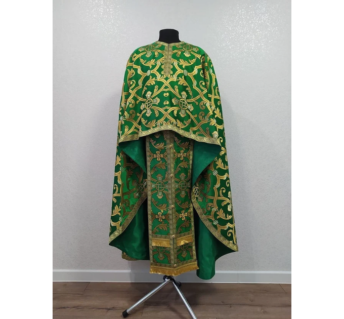 Greek vestment in green brocade - Priest vestment - Clothes for priests - Attire