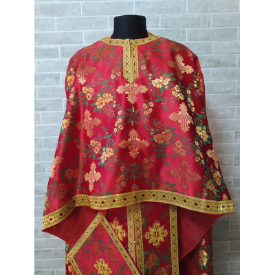 Greek vestment in maroon brocade - Church garments - Priest vestment -Floral