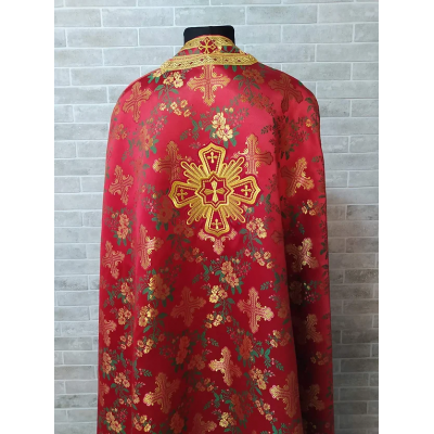 Greek vestment in maroon brocade - Church garments - Priest vestment -Floral