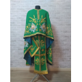 Embroidered Priest Orthodox Greek style vestment in green - Clergy robe suit