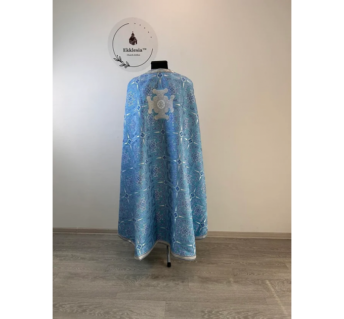 Liturgical blue vestment - Priest vestment on blue brocade - Church garment