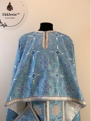 Liturgical blue vestment - Priest vestment on blue brocade - Church garment