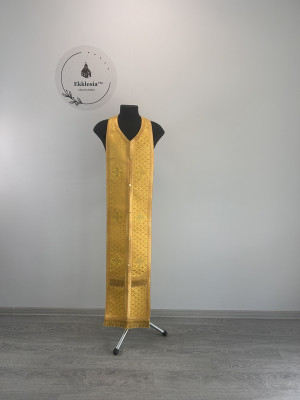 Orthodox stole and cuffs in Greek brocade - Yellow communion set for priests
