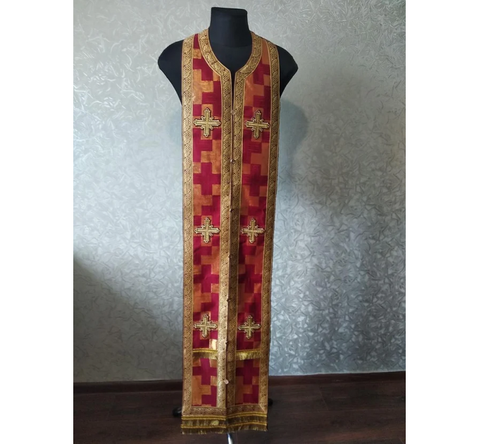 Polystavros vestment in greek brocade - Orthodox vestments- Religious cloth