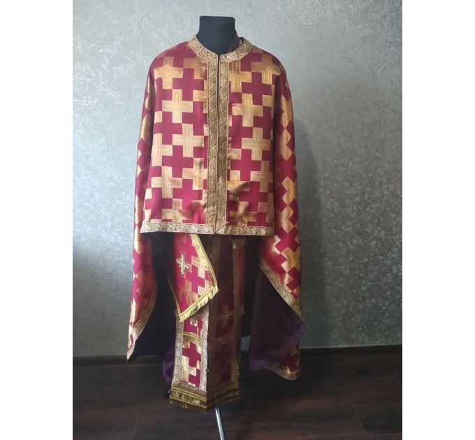 Polystavros vestment in greek brocade - Orthodox vestments- Religious cloth