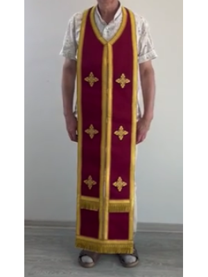 Reversible stole and cuffs in satin - Communion set double-sided two-colors set - Priest stole