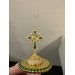 Brass miter cross with stones and pearls, top cross for bishops mitra