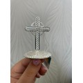 Brass miter cross with stones, top cross for bishops mitra 