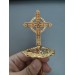 Brass miter cross with stones, top cross for bishops mitra - mitras top cross