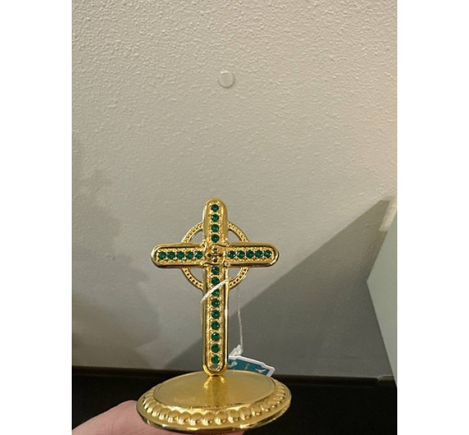 Brass miter cross with stones, top cross for bishops mitra 