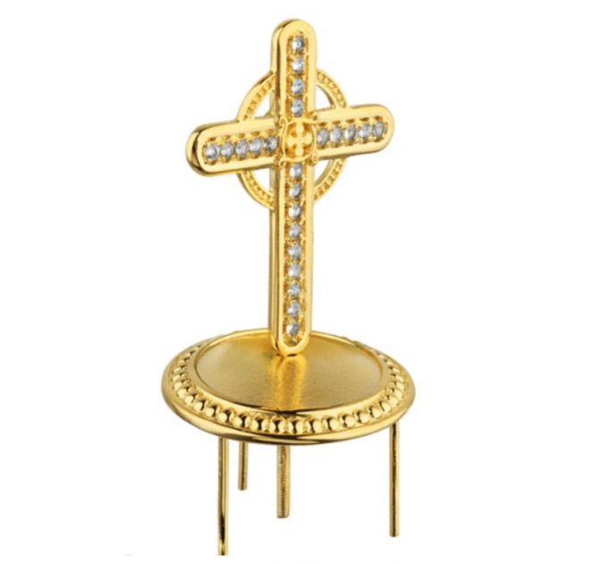 Brass miter cross with stones, top cross for bishops mitra 