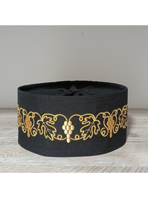 Greek style Skufia - Greek Skufia Calotte Black in Velvet - biretta - coif