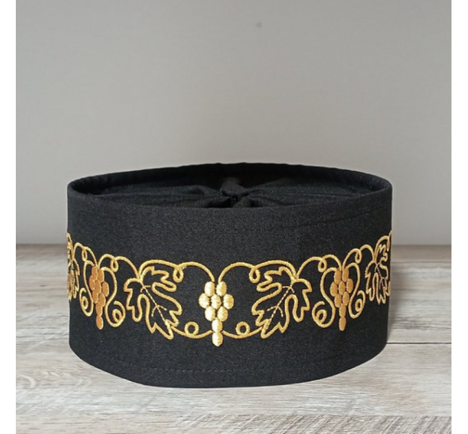 Greek style Skufia - Greek Skufia Calotte Black in Velvet - biretta - coif