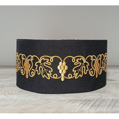 Greek style Skufia - Greek Skufia Calotte Black in Velvet - biretta - coif