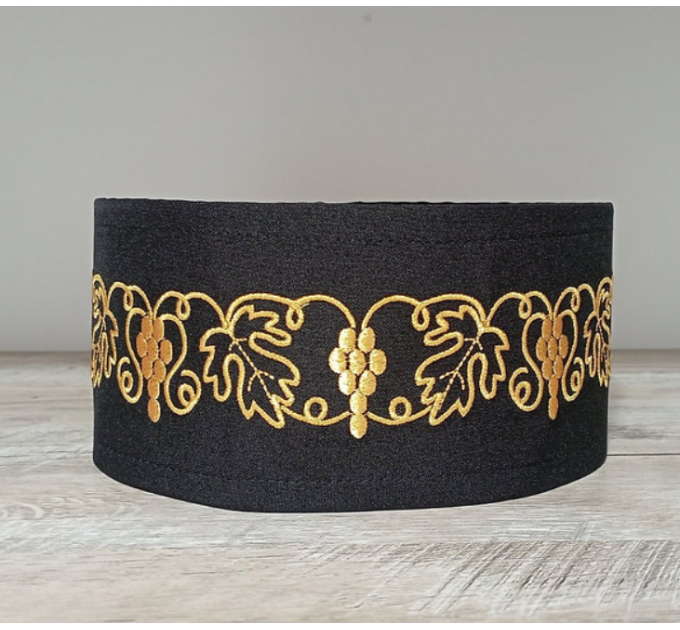 Greek style Skufia - Greek Skufia Calotte Black in Velvet - biretta - coif