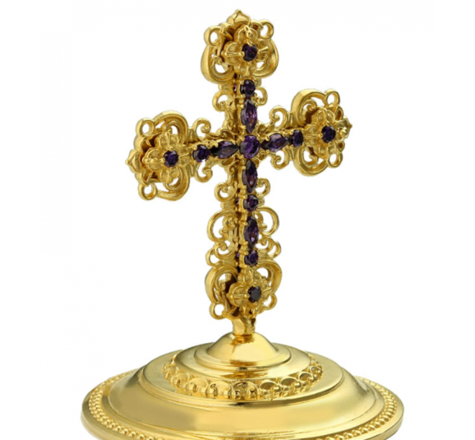 Miter cross with stones for bishops mitra, mitras cross