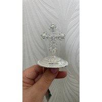 Silver miter cross with stones, gold cross for bishops mitra, mitras cross