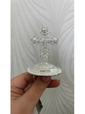 Silver miter cross with stones, gold cross for bishops mitra, mitras cross