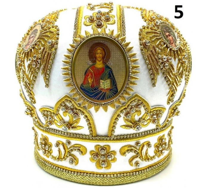 White & Gold Mitra - Сrown - Mitre - Miter - Mithra - Mithras - Orthodox mitra