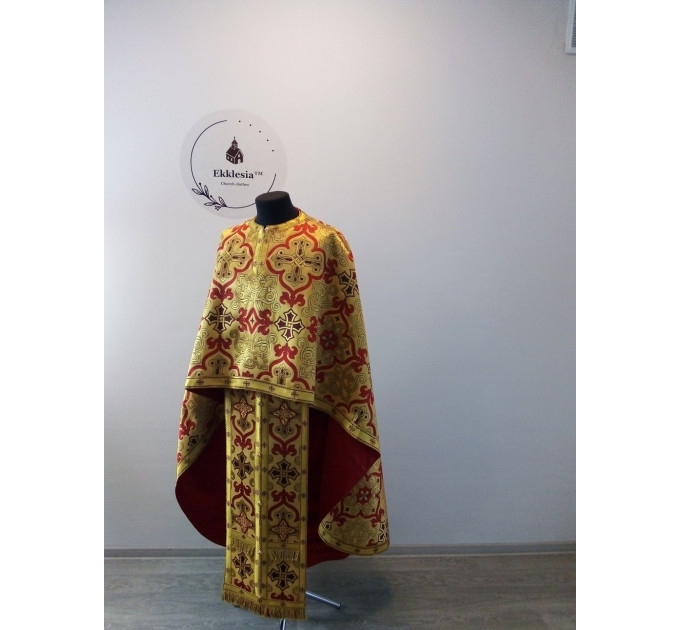 Gold liturgical vestment - Priest vestment on brocade - Church garment