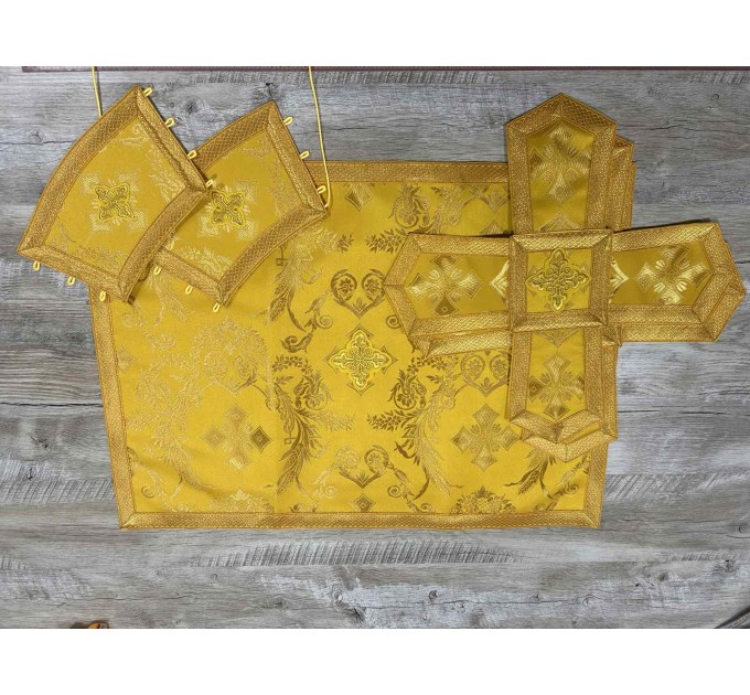 Slavic-style vestments in church brocade 