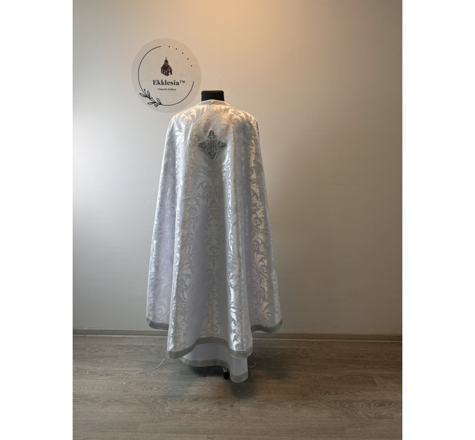 White liturgical vestment - Priest vestment on brocade - Church garment