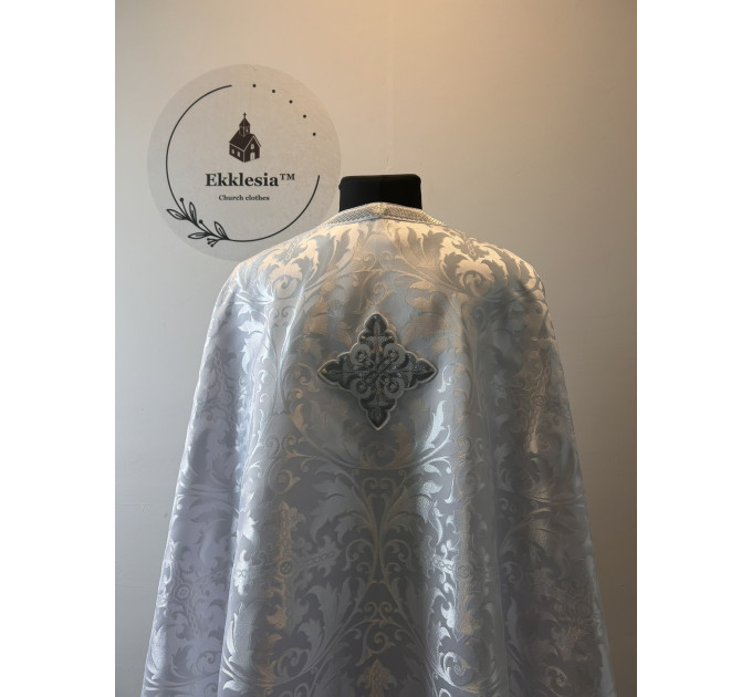 White liturgical vestment - Priest vestment on brocade - Church garment