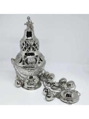 Church Incense Burner with chains, New Censer, Vessels for Priest - Original handmade Liturgical Brass Metal Silver Orthodox censer