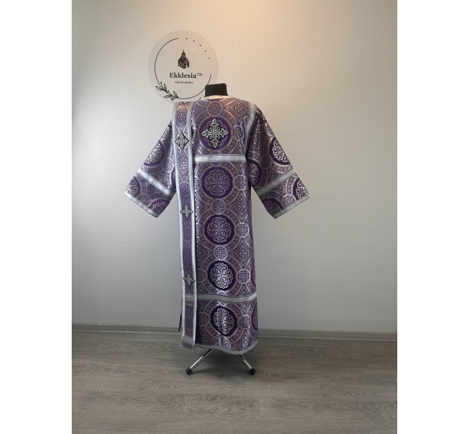 Vestment set - Orthodox sticharion, orar, and cuffs on church brocade fabric