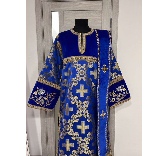 Combined velvet and brocade deacon's vestment - Embroidered stichar and orar