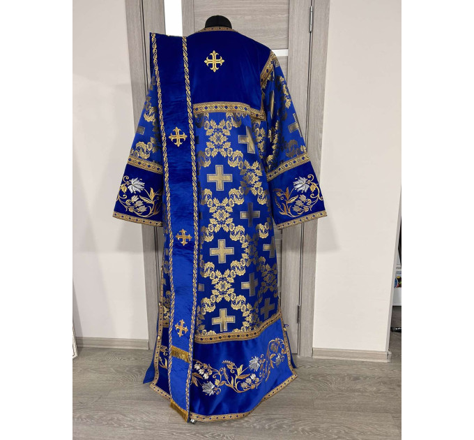 Combined velvet and brocade deacon's vestment - Embroidered stichar and orar