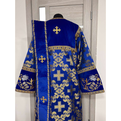 Combined velvet and brocade deacon's vestment - Embroidered stichar and orar