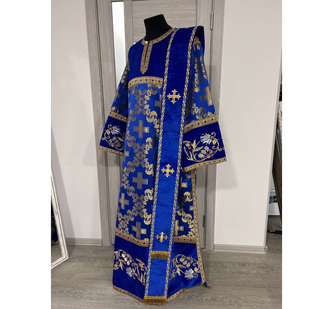 Combined velvet and brocade deacon's vestment - Embroidered stichar and orar