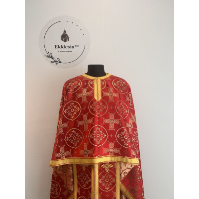 Red liturgical vestment - Priest vestment on brocade - Church garment