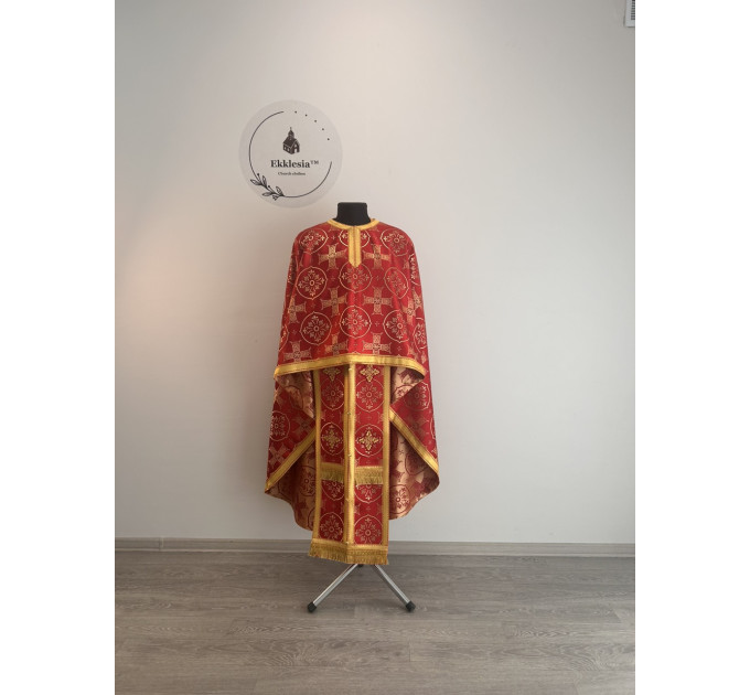 Red liturgical vestment - Priest vestment on brocade - Church garment