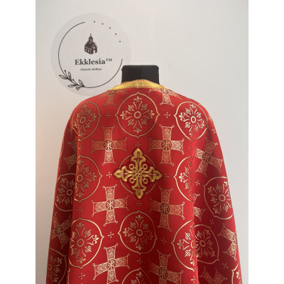 Red liturgical vestment - Priest vestment on brocade - Church garment