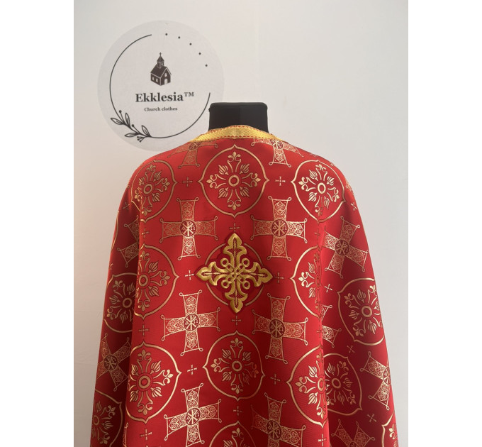 Red liturgical vestment - Priest vestment on brocade - Church garment