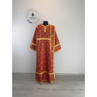 Church vestment set - Orthodox sticharion, orar, and cuffs on brocade - Deacon
