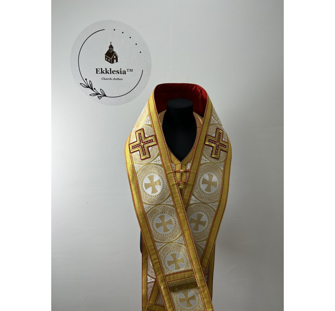 Bishop's Communion set - Bishop gold brocade church set - Omophor, stole, cuffs