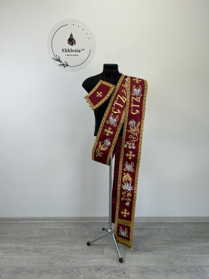 Embroidered Slavic deacon double orar - Protodeacon's orarion - Orthodox double