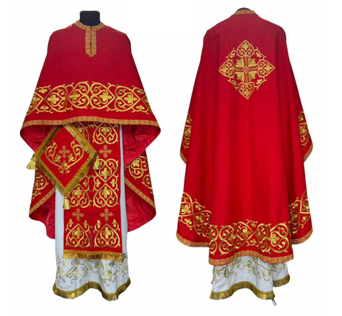 Embroidered priest vestment - Red priest vestment with gold embroidery