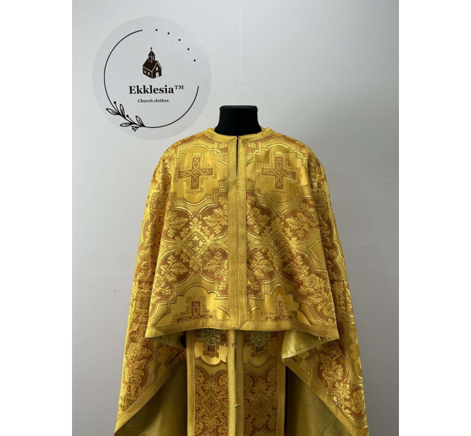 Gold priest vestment - Liturgical vestment on brocade - Church garment