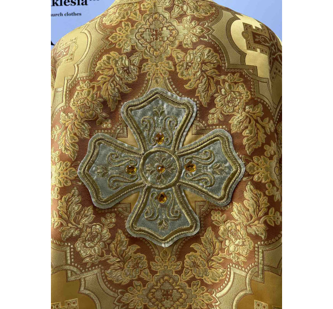 Gold priest vestment - Liturgical vestment on brocade - Church garment