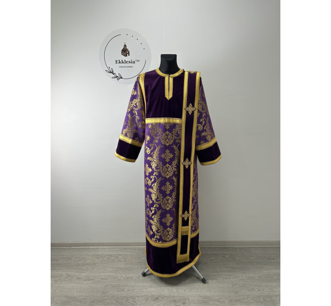 Сombined velvet and brocade deacon's vestment - Stichar and orar for protodeacon