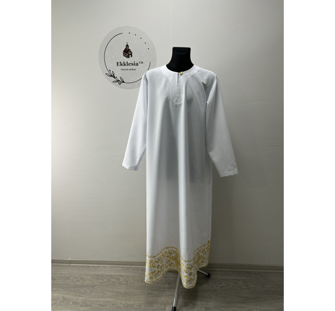 Embroidered blue podryznik - podriznik - Priest stikhar - White vestment stichar