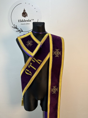 Embroidered orar on velvet - Greek-style orar - Slavic-style orar for deacon