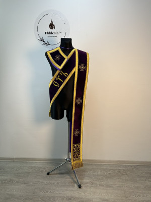 Embroidered orar on velvet - Greek-style orar - Slavic-style orar for deacon