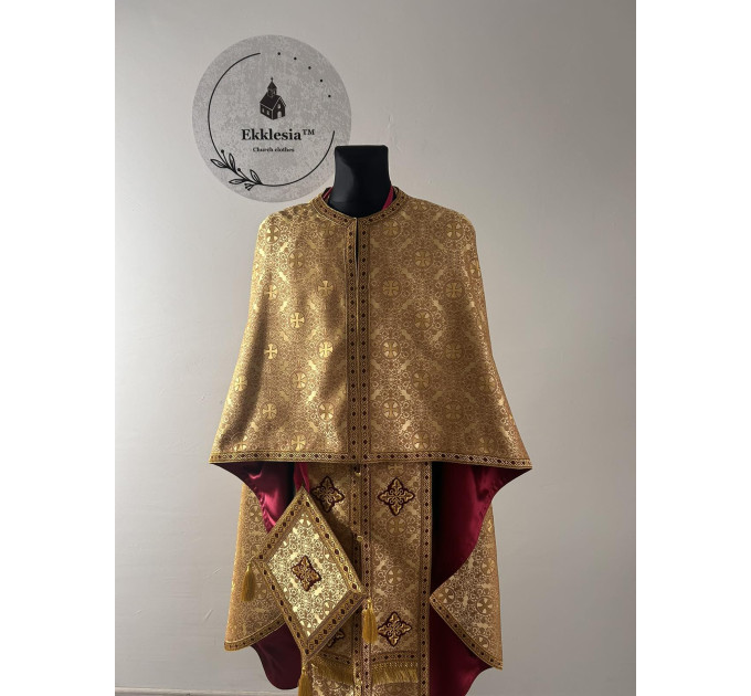 Liturgical vestment - Priest vestment on gold brocade - Church garment - Phelon